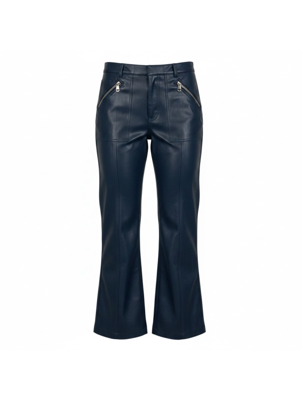 Cinq à Sept Benji Faux Vegan Leather Wide Leg Cropped Pants Navy Size 6